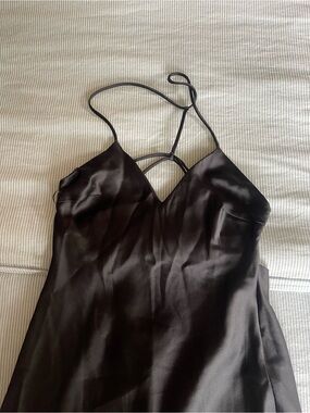 NWT black satin strappy Zara dress